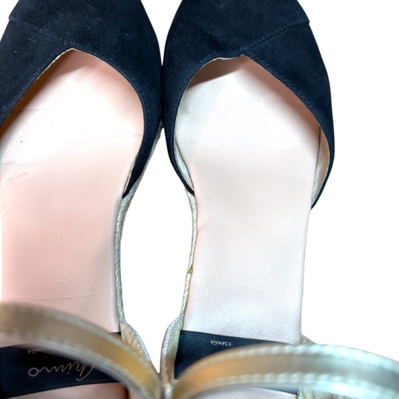 GAIMO 100% Suede Leather Upper Low 2” Wedge Espadrilles Gold Leather Strap Sz 8 - Picture 8 of 11